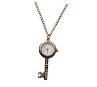 WRITWAA Quartz Pocket Watch Necklace Vintage Bronze Key Shape Pendant Chain Premium Movement for Accurate Time Fashion Accessory