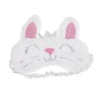 WRITWAA Rabbit Sleeping Eye Mask Plush Blindfold Sleep Cover Breathable Fabric White Crown Design for Travel Nap and Meditation
