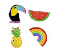 WRITWAA Rainbow Pineapple Toucan Brooch Pin Set Alloy Material 4pcs with Lovely Design Chic and Colourful Badge Accessories for Women for Matching Bags and Hats