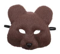 WRITWAA Realistic Brown Bear Mask for Halloween Cosplay Plush Animal Headgear for Masquerade Party Lifelike Adult Costume Accessory