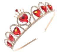 WRITWAA Red Heart Tiara Crown Hair Jewelry for Bride Acrylic Material Not Easy to Fall off Wedding Anniversary Headband Elegant and Shiny Design 5.7x4.7x1.6in