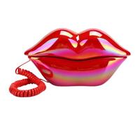 WRITWAA Red Lips Land Line Phone and Electronic Engineering Corded Telephone with Abs Material Stylish Home Decoration Prop for Desktop or Room Accent