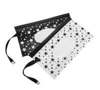 WRITWAA Refillable Wet Wipes Dispenser Pouch with Flip Lid, Portable Black and White Star Print Wipes Holder Bag for Travel, Bedside, Stroller with Handle and Hanging Strap