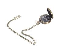 WRITWAA Retro Victorian Pocket Watch with Chain Large Antique Bronze Mechanical Fob Watch for Men Clear Roman Numeral Dial Metal Construction Vintage Style for Groomsmen Graduation Father