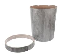 WRITWAA Retro Wood Grain Wastepaper Basket Plastic Tabletop Trash Can with Pressure Ring Design for Home and Office Use, for Storing Trash Next to Your Vanity
