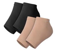 WRITWAA Reusable Heel Protector Sleeves 2 Pairs Skin Tone and Black Portable Washable Heel Braces Cushions for Foot Support and Moisturizing Preventing for Men and Women