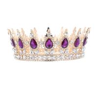 WRITWAA Rhinestone Baroque Tiara Crown Featuring Crystals, Purple Water Drop Design Hair Accessory for Bridal and Performance Events