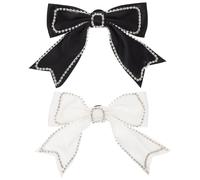 WRITWAA Rhinestone Bow Brooch 2pcs with Metal & Silk Material, Decorative Hair Clip Bowknot for DIY Clothing Ornaments and Daily Accessories