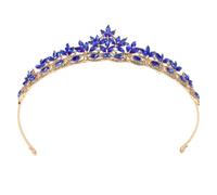 WRITWAA Rhinestone Bridal Hair Headband with Leaf Shape Design, Alloy Material, Comfortable Wear, Great Craftsmanship, Elegant Blue Crown for Brides at Prom and Themed Events