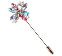 WRITWAA Rhinestone Floral Brooch Pin with Secure Straight Clasp Multi-color Zircon Inlay Flower Lapel Pin for Women Coats Sweaters Shawls Elegant Lightweight Accessory for Wedding Party