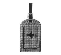 WRITWAA Rhinestone Pu Leather Luggage Tag with Bling White Diamonds, Travel Suitcase Id Tag for Women’s Bags and Backpacks, Private Name Bag Identification Label for Cruise and Flight