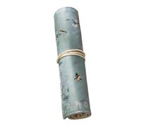 WRITWAA Roll up Pencil Case Bag with Beautiful Flowers and Cranes Printing Lightweight Polyester Pen Storage Roll Retro Style Blue Pencil Pouch for Organising Stationery for Home