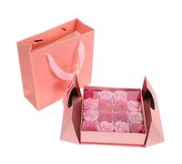 WRITWAA Rose present Box Birthday Pamper Flower Romantic Soap Rose Bouquet Floral Scented Valentines Roses Surprise Valentine's Day's present Valentine's Day present Home Decoration Pink Paper