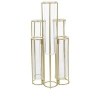 WRITWAA Rotatable Metal 5-Tube Hydroponic Flower Vase Set, Desktop Planter Hinged Glass Vases for Table Centerpiece and Flower Arrangement Display