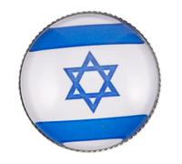 WRITWAA Round Israel Flag Brooch Pin with Sparkling Crystal Glass Silver Country Flag Lapel Badge for Clothing Shirt Collar and Dress Accessories Box Included