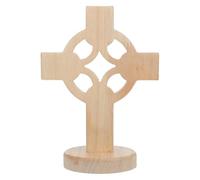 WRITWAA Rustic Oak Wood Tabletop Wooden Cross Keepsake 6.5" Freestanding Cross Structure with Stable Placement for Christian Home Decor and Christmas Religious Occasions
