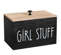 WRITWAA Rustic Wood Cotton Wool Pad Holder with Removable Dividers and Convenient Lid, Multi-purpose Tampon and Makeup Pads Storage Box for Bathroom Privacy and Protection