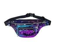 WRITWAA Shiny Sequin Waist Bag for Women Stylish Crossbody Fanny Pack Adjustable Strap for Travel Beach and Outdoor Sports