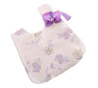 WRITWAA Silky Floral Clutch Bag Womens Chinese Brocade Wrist Purse with Embroidered Orchid and Tassel Durable Compact Handbag for Wedding Party Favors and Jewelry Storage