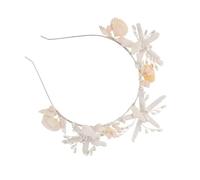 WRITWAA Silver Pearl Mermaid Headpiece Bridal Headband with Seashell and Seastar Design Lightweight Wedding Hairband for Women Beach and Mermaid-themed Parties
