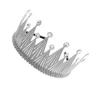 WRITWAA Silver Rhinestone Crown Headband with Three-dimensional Plastic Crown Shape, Simple Fashionable Design Suitable for Wedding Banquet Party Supply