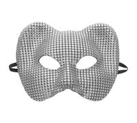 WRITWAA Silver Rhinestone Leopard Mask Half Face Animal Cosplay Prop for Masquerade Party Stage Performances Reusable Funny Leopard Modeling Mask for Carnival and Halloween