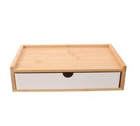 WRITWAA Small Desktop Drawers Organizer with Multiple Compartments, Bamboo and Abs Office Desk Drawer Organiser, Easy to Clean and Portable, Minimalist Style for Bedrooms and Offices