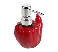 WRITWAA Soap Dispenser in Red with Pump Chili Shaped Ceramic Refillable Liquid Dispenser Stable Base Hand Soap Bottle for Bathroom and Kitchen Countertop for Shampoo and Lotion
