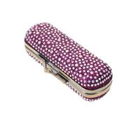 WRITWAA Sparkling Rhinestone Lipstick Organizer Box with Mirror and Antidrop Metal Case, Compact Luxury Bling Lipstick Holder for Travel, Purse, and Daily Use