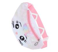 WRITWAA Sparkling Sequin Fanny Pack with Adorable Cat Embroidery Adjustable Quick Release Strap Waist Shoulder Bag for Princess Inspired Glitter Phone Pouch Accessory
