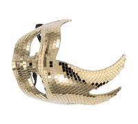 WRITWAA Sparkly Golden Cat Half Face Mask for Women and Men, Glitter Masquerade Party Dance Mask, Disco Costume Accessory for Halloween and Bachelorette Events