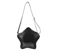 WRITWAA Star Shape Ita Bag: Pins Display Crossbody Bag - PU Leather Satchel with Transparent Window - Badge Organizer Purse for Collectible Display, Black
