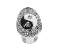 WRITWAA Tai Chi Bagua Single Tooth Cap with Crystal Accents Silver Plated Hip Hop Tooth Jewellery for Men Women Unique Fashion Accessory for Costume Cosplay and Rapper Style