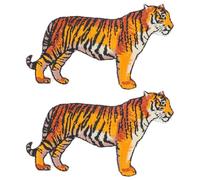 WRITWAA Tiger Embroidery Patches Garment Tiger Appliqué Sew-on Patch Set for Clothes 2pcs Animal Embroidered Accessories for Jackets, Bags, and Craft