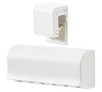 WRITWAA Toothpaste Rack and White Abs Material Toothbrush Holder Stable Mounting Wall Mounted with Nail Free Installation for Space Utilisation for Hotels and Homes Bathroom