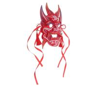 WRITWAA Traditional Japanese Demon Face Plastic Masquerade Prop for Halloween Cosplay and Reusable Asian Inspired Design with Unique Cultural Motifs