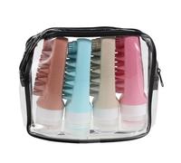 WRITWAA Travel Squeeze Bottles Set 4pcs 90ml Leakproof Silicone Refillable Toiletry Containers with Soft Brush and Storage Bag Portable Liquid Dispensers for Shampoo Conditioner Body Wash