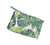 WRITWAA Tropical Monstera Print Canvas Makeup Bag and Toiletry Bag, Square Shape Travel Pouch with Sturdy Fabric for Women’s Cosmetic and Travel Storage