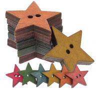 WRITWAA Two Hole Wooden Buttons 25Mm Star Shape 50Pcs for Crafting Coasters and Decorative Handicrafts