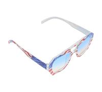 WRITWAA Unique Irregular Square Patterned American Flag Sunglasses with Double Bridge, PC Material, Designed for Independence Day Celebrations and Patriotic Events, Sturdy and Comfortable