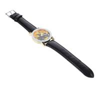 WRITWAA Unique Leather Quartz Watch Stable Performance and Time Accuracy Halloween for Men and Women with Black Round Dial Gift for Your Husband or Ghost Festival Casual Wear