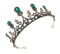 WRITWAA Vintage Baroque Crown Hairband Elegant Bride Headband with Rhinestone Decoration for Weddings Proms Birthdays Special Occasions Stunning Girls Tiara Hair Accessory in Green