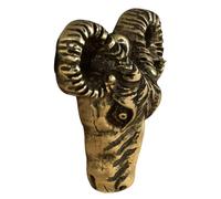 WRITWAA Vintage Brass Sheep Head Pendant Charm with Shiny Surface, Versatile Decoration for Jewelry Making and Chinese New Year Office Display, Zodiac Animal Sculpture Collectible