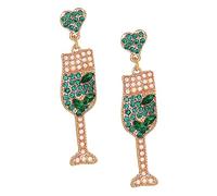 WRITWAA Vintage Green Pearl Rhinestone Earrings for Women Wine Goblet Shaped Studs with Full Rhinestone Inlay Elegant Statement Jewelry for Christmas Party and Wedding Events