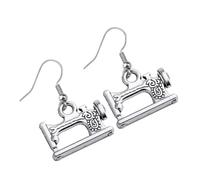 WRITWAA Vintage Metal Sewing Machine Earrings for Women Creative Ear Hooks for Tailors Clothing Designers Unique Jewellery for Special Occasions