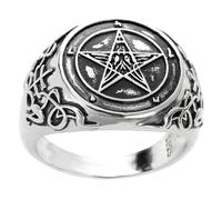 WRITWAA Vintage Pentagram Ring for Women Gothic Finger Jewelry Stylish Halloween Witchcraft Decoration Comfortable Skin Friendly for Cosplay Parties Daily Wear