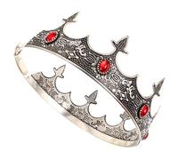WRITWAA Vintage Prince Crown for Men Decorative Cosplay Headpiece with Red Rhinestones Lightweight and Party Crown for Prom Birthday Halloween Stage Performance and Costume Events