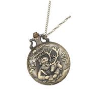 WRITWAA Vintage Santa Claus with Press Crown to Open Front Plate Pocket Watch with Quartz Movement and Necklace Chain, Golden Alloy Material, Simply Designed for Hiking and