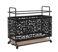 WRITWAA Vintage Style Black Makeup Brush Holder with Sturdy Iron and Rubber Wood Timber Construction, Creative Pen Holder Aesthetics for Effortless Organization in Artist Workspaces