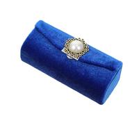 WRITWAA Vintage Velvet Lipstick Case with Mirror Portable Lipstick Holder for Women Sapphire Blue for Travel and Daily Use